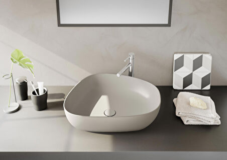 VitrA Outline Recycled 7991B066-0016 Çanak Lavabo, Mat Bej